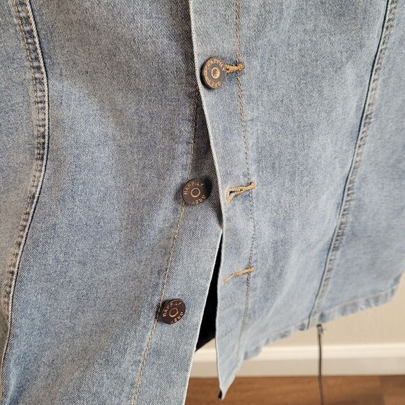 NEW Denim Maxi Skirt Sz 11 29 Button Front Happily Grey Boho Stretch Modest - Picture 13 of 16